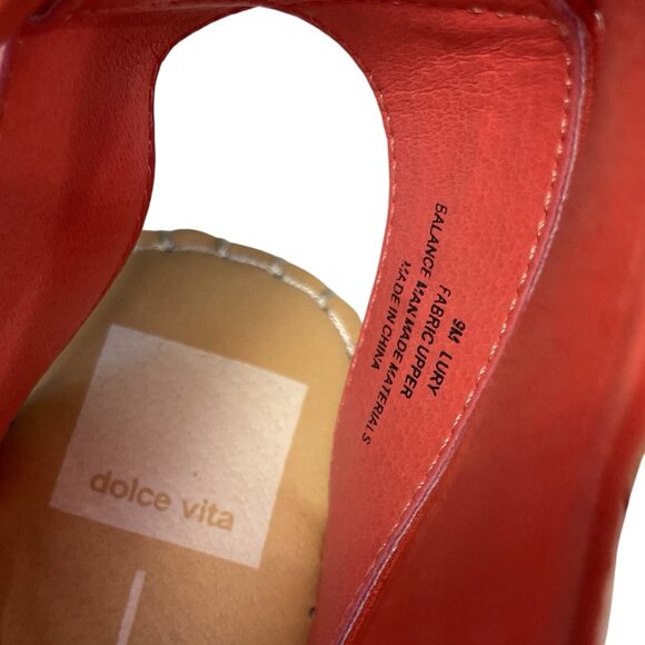 Dolce Vita Espadrille Sandals Womens 9 Platform Wedge Orange Coral Strap Slip On - Picture 8 of 10